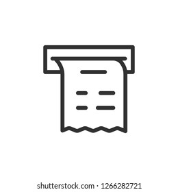terminal issues a receipt. linear icon. Line with editable stroke
