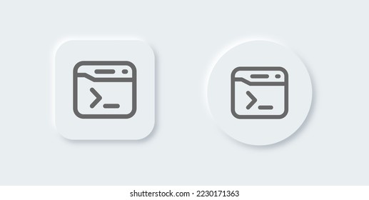 Terminal line icon in neomorphic design style. Code signs vector illustration.
