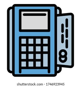 Terminal machine icon. Outline terminal machine vector icon for web design isolated on white background