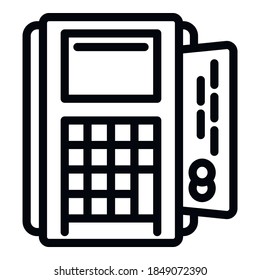 Terminal machine icon. Outline terminal machine vector icon for web design isolated on white background
