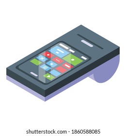 Icono de pago móvil de terminal. Isometric del icono del vector de pago móvil terminal para el diseño web aislado en fondo blanco