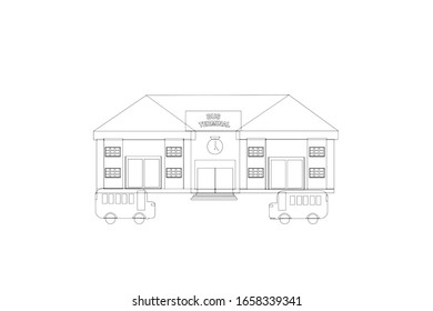 Terminal Public Place Vector Outline Illustration 