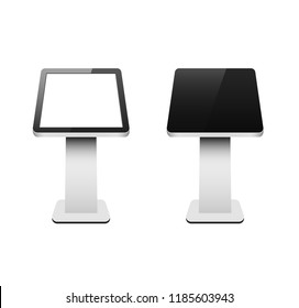 Terminal stand screen. Kiosk vector with white screen