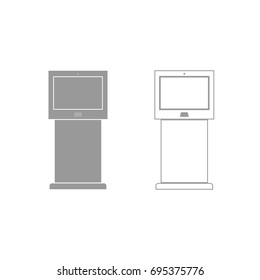 Terminal stand with touch screen grey set icon .