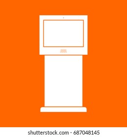 Terminal stand with touch screen white icon .