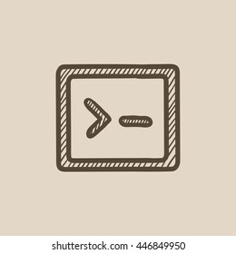 Icono de esbozo del vector de inicio de terminal aislado en segundo plano. Icono de inicio de Terminal dibujado a mano. Icono de esbozo de inicio de terminal para infografía, sitio web o aplicación.