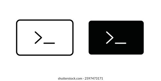 Terminal vector icon set black filled and outlined style.