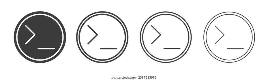Terminal vector icon set in black and white color.