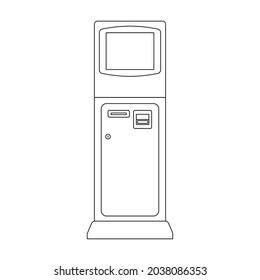 Icono de vector de terminal.Icono de vector de contorno aislado en terminal de fondo blanco.