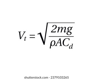 Terminal Velocity Formula auf weißem Hintergrund. Bildung. Wissenschaft. Wichtige physikalische Formel. Vektorgrafik.