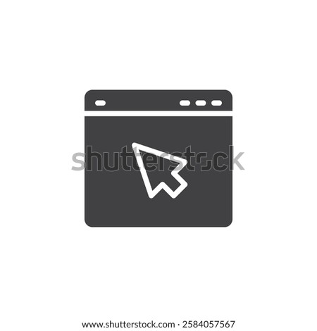 A terminal window with a cursor vector icon. filled flat sign for mobile concept and web design. Command window glyph icon. Symbol, logo illustration. Vector graphics