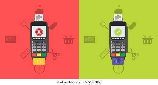 Terminals with credit cards. Flat vector illustration EPS10