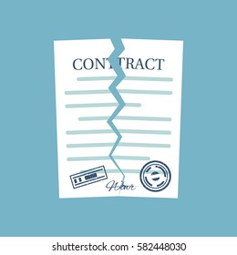 Terminated contract. Vector illustration flat style design. Isolated on background. Concept of disagreement. Business documents. End deal.