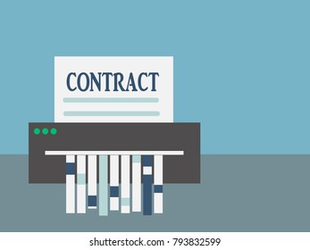 Terminated contract. Vector illustration flat style design. Isolated on background. Concept of disagreement. Business documents. End deal.