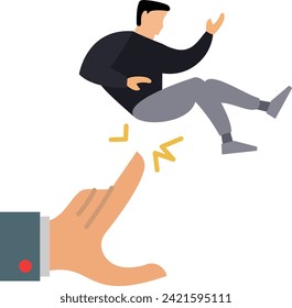 Finalización de un diseño de icono del vector del empleado, símbolo de desempleo, signo de estancamiento económico, ilustración de la crisis financiera, extinción del concepto de violaciones de políticas debidas al trabajador