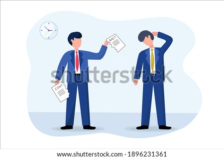 Termination of contract, concept of termination of contract. The director broke the contract with an employee of his firm. Dismissal. Vector illustration