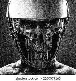 Terminator Gladiator. Artificial intelligence. Advertising for fantastic films and printing. Vector illustration.