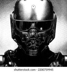 Gladiador de Terminator. Inteligencia artificial. Publicidad para películas fantásticas e impresión. Ilustración vectorial.