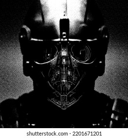 Terminator Gladiator. Artificial intelligence. Advertising for fantastic films and printing. Vector illustration.