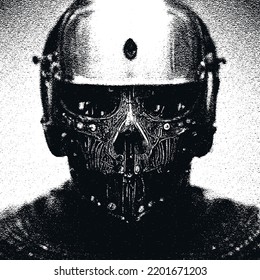 Gladiador de Terminator. Inteligencia artificial. Publicidad para películas fantásticas e impresión. Ilustración vectorial.