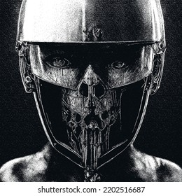 Terminator Gladiator. Artificial intelligence. Advertising for fantastic films and printing. Vector illustration.