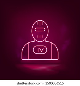 Terminator, robot neon icon - vector. Artificial intelligence.