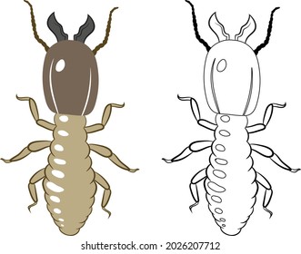 Termite 2d Vector Clipart. Insects Bugs Worms Pest and Flies Isolated.