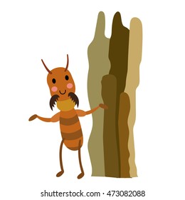 Termite animal cartoon character isolated on white background.