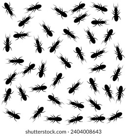 Termite colony vector illustration. On a white background. Wood-eating termites.