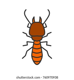 Termite color icon. White ant. Isolated vector illustration