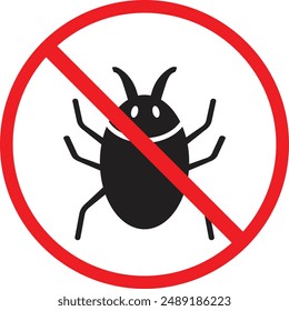 Termite Free icon, Termite Insect Prohibition Sign, Anti-termite red sign, no insect symbol red