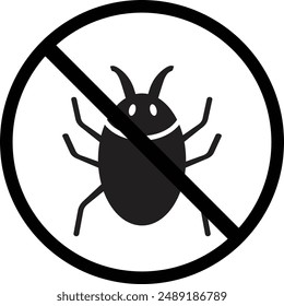 Termite Free icon, Termite Insect Prohibition Sign, Anti-termite red sign, no insect symbol