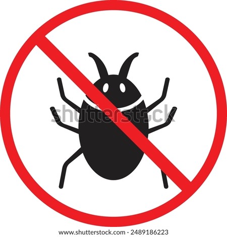 Termite Free icon, Termite Insect Prohibition Sign, Anti-termite red sign, no insect symbol red