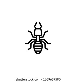Termite icon in linear, outline icon isolated on white background