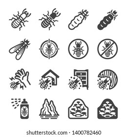 termite icon set,insect and pest icon,vector and illustration