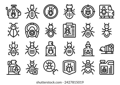 Termite icons set outline vector. Nature insect worker. Pest control dangerous