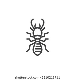 Icono de línea de insecto Termite. signo de estilo lineal para concepto móvil y diseño web. Icono vectorial de contorno de insecto de hormiga. Símbolo, ilustración del logotipo. Gráficos vectoriales
