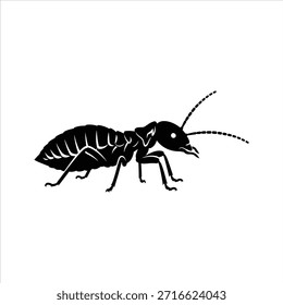 Vista del perfil de insectos termiteros. Ilustración de plaga de termita. Insecto de la colonia de termitas. Símbolo de termita. Diseño de silueta negro Vector.