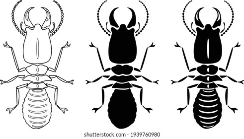 Termite on isolated whited background.Anti-termite red and blue icon on vector illustration