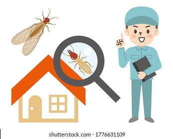 Termite Pest Control Worker Image Illustration