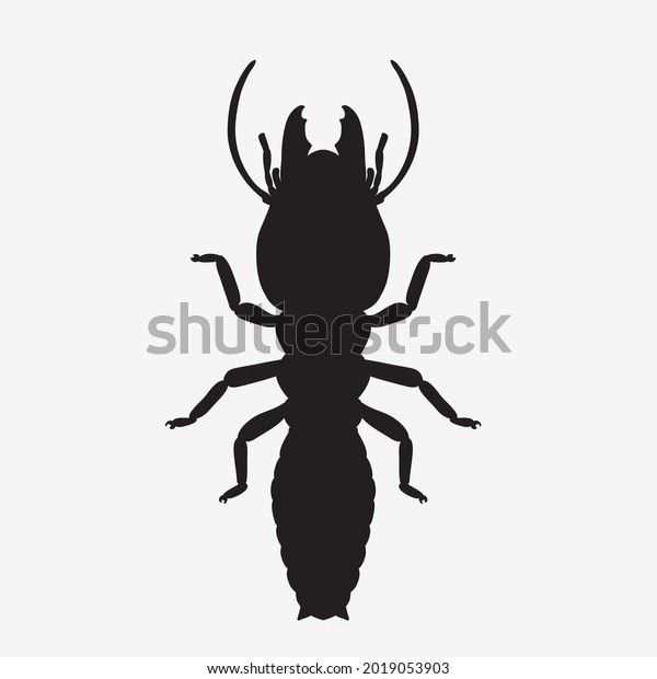 Termite silhouette\
graphic icon , Isolated termite on white background,Vector\
illustration.