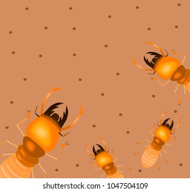 termite with wooden ground,cartoon style,isolated vector illustration.