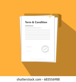 terms and condition of contract document signed, illustration paper with signed and clip