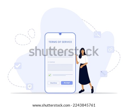 Terms and conditions banner. Business documents for law compliance, agreements and contracts. Vector landing page of rules and terms of service 