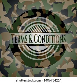Terms & Conditions camo emblem. Vector Illustration. Detailed.