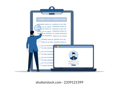 terms and conditions concept, Fees and funding, privacy policy with little people. website information page vector illustration. Service fee, subscription fee, website menu bar, UI, UX metaphor.