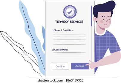 Terms and conditions concept, Terms of use, license policy,  Flat vector illustration