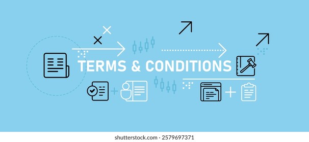 Terms and Conditions conceptual regulation rules business management work company contract service design icon concept set outline collection