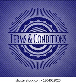 Terms & Conditions emblem with jean background