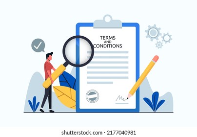 Terms and conditions legal concept design. Man checking form and agree with the terms and conditions
